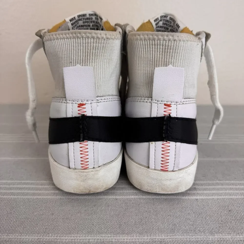 Men’s Nike Blazer Mid 77 Jumbo Swoosh Lace Up Leather Sneakers White Black 11